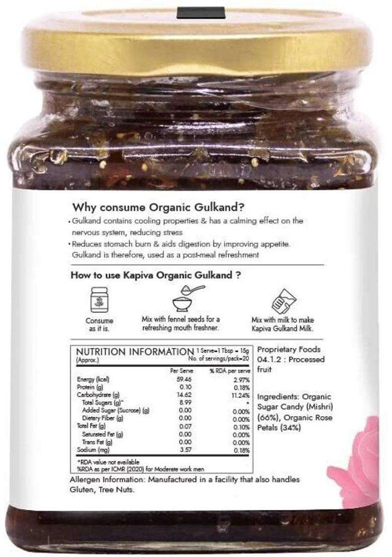 Kapiva Organic Gulkand 300Gms (Rose Petal Jam) | 100% Natural Sun-Cooked Damask Roses (600 G, Pack Of 2) - Indya