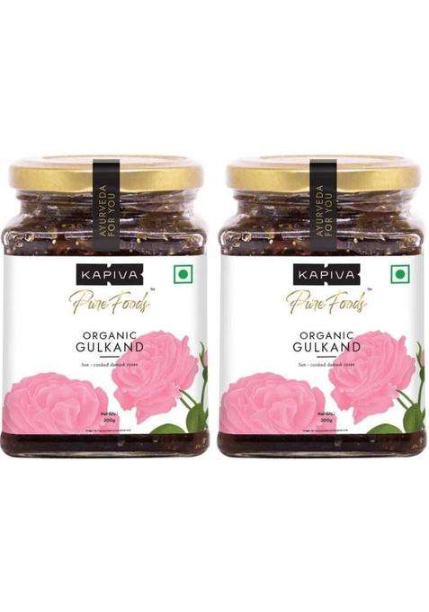 Kapiva Organic Gulkand 300Gms (Rose Petal Jam) | 100% Natural Sun-Cooked Damask Roses (600 G, Pack Of 2)