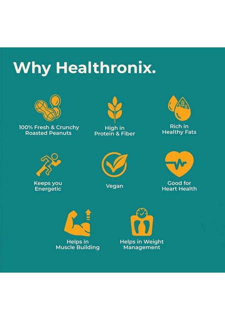 Healthronix Classic Crunchy Peanut Butter, 500 G (0.5 Kg) - Indya