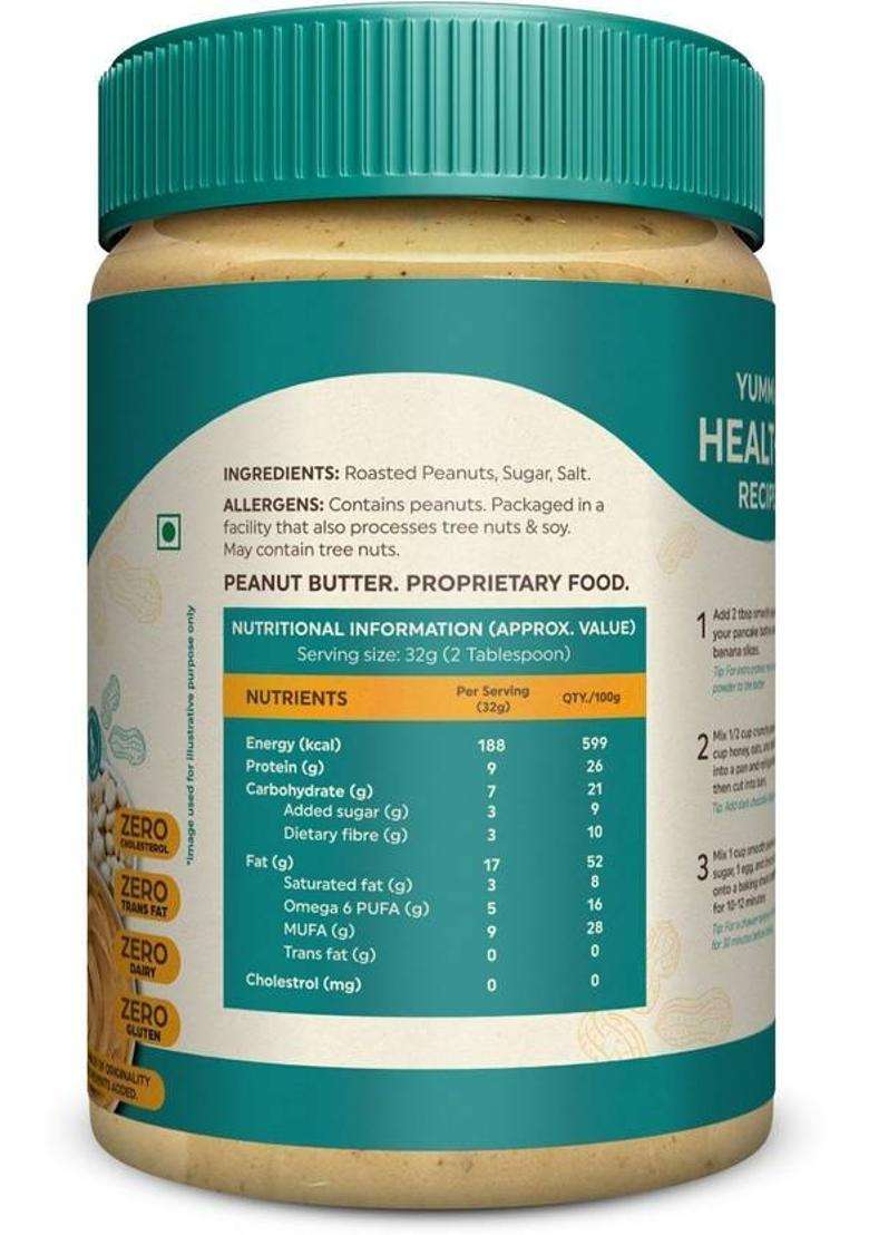 Healthronix Classic Crunchy Peanut Butter, 500 G (0.5 Kg) - Indya