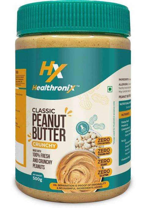Healthronix Classic Crunchy Peanut Butter, 500 G (0.5 Kg)