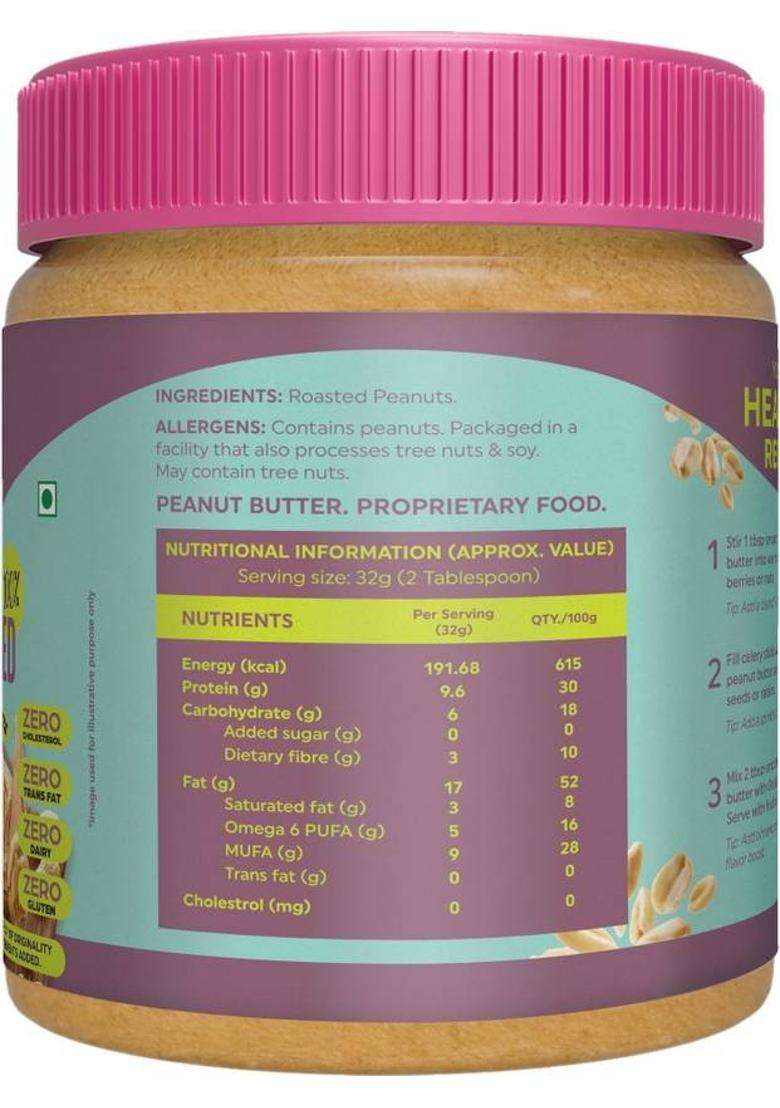 Healthronix Natural Crunchy Peanut Butter, 340 G (0.34 Kg) - Indya