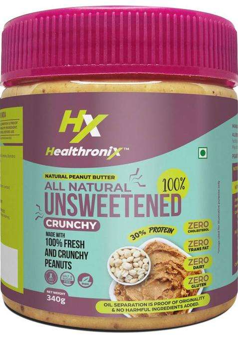 Healthronix Natural Crunchy Peanut Butter, 340 G (0.34 Kg)