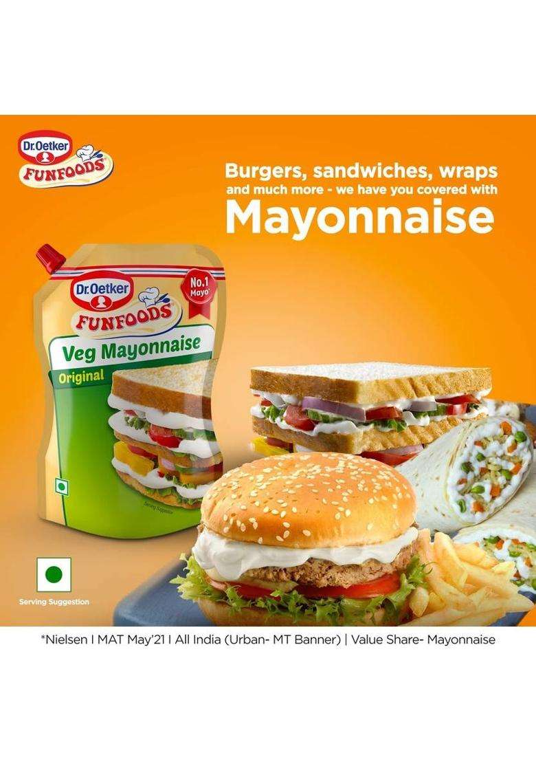 Funfoods Veg Original Mayonaise, Pizza Topping, Garlic Mayo For All Type Breads (303 G, Pack Of 3) - Indya