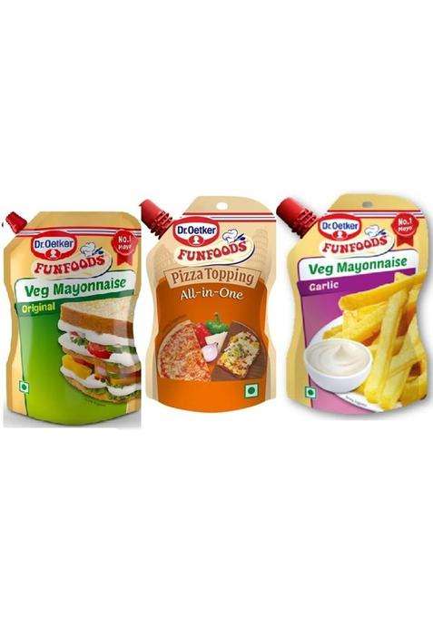 Funfoods Veg Original Mayonaise, Pizza Topping, Garlic Mayo For All Type Breads (303 G, Pack Of 3)