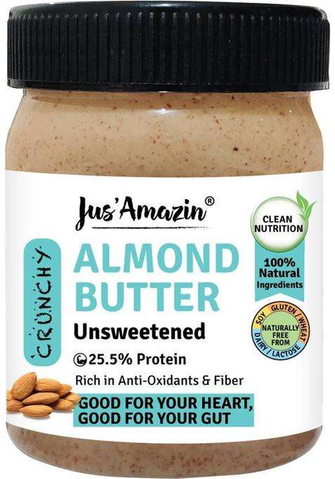 Jus' Amazin Crunchy Almond Butter - Unsweetened (325 G)