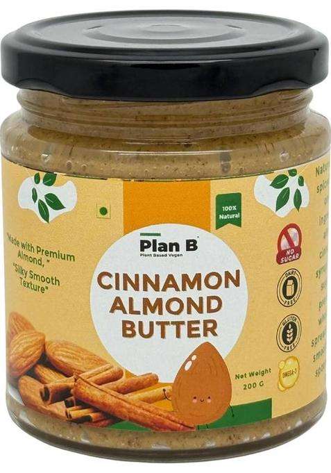 Plan B Cinnamon Almond Butter |Creamy, Spiced Vegan Nut Butter| No Sugar | High Protein (200 G)