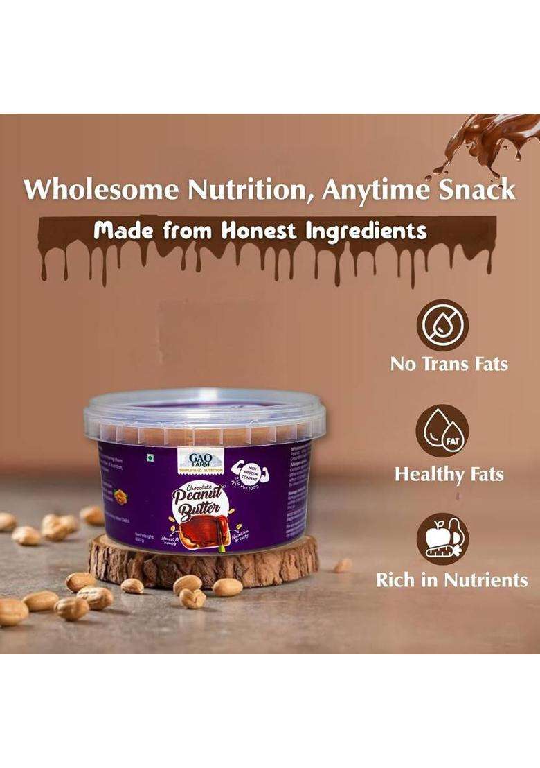 Gao Farm High Protein Peanut Butter Chocolate Crunchy With Whey, Fiber, Gluten Free (250 G) - Indya