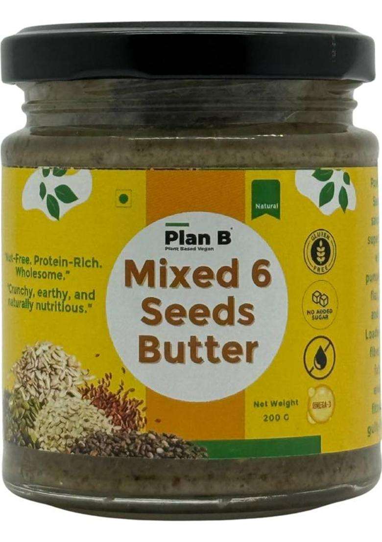 Plan B Mixed Seeds Butter Vegan Spread | 6 Super Protein Omega-3 Gluten Free (200 G) - Indya