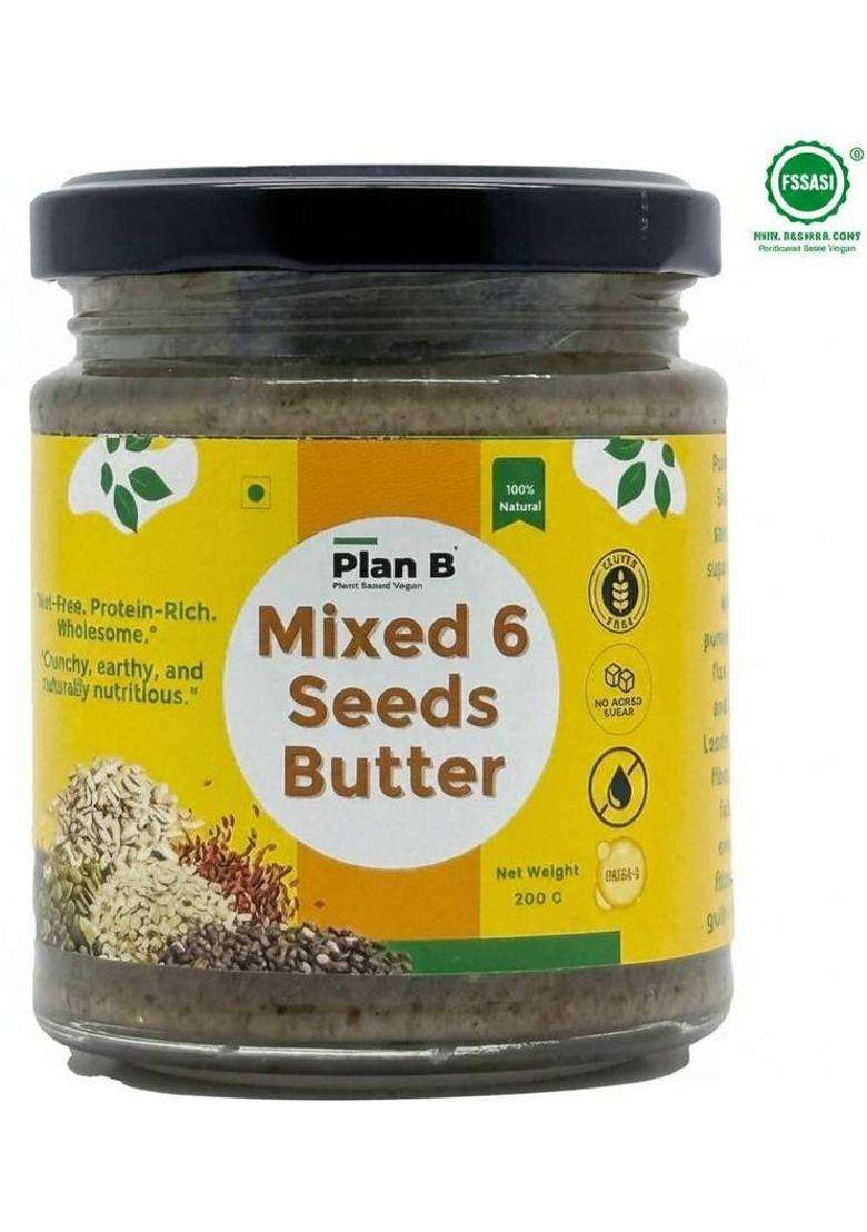 Plan B Mixed Seeds Butter Vegan Spread | 6 Super Protein Omega-3 Gluten Free (200 G) - Indya