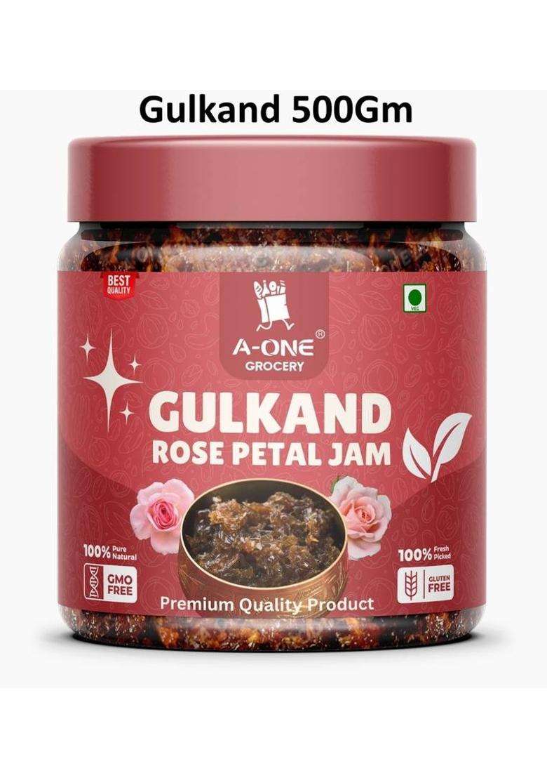 A-One Grocery Natural Gulkand Of Pushkar Rose (500Gm) Petal Jam / (500 G) - Indya