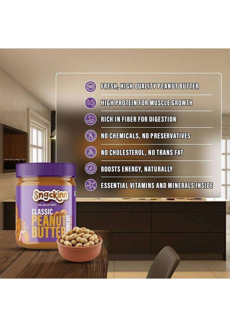 Snackinn Classic Crunchy Peanut Butter (250 Gm,Pack Of 1) G) - Indya
