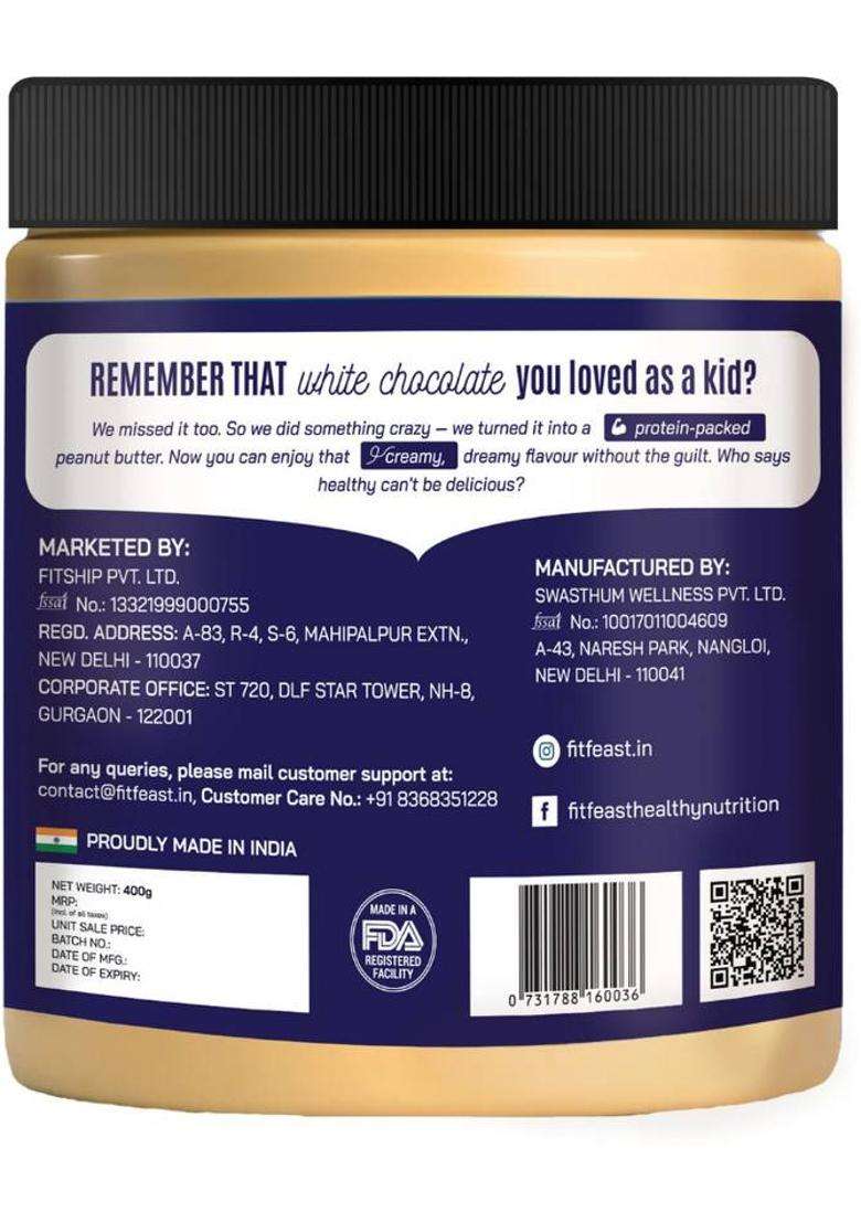 Fitfeast White Chocolate Peanut Butter (Pack Of 2) (800 G) - Indya