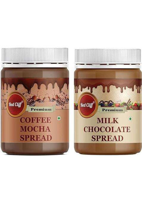 Red Cliff Coffee Mocha Spread + Milk Chocolate | Combo Pack Of 2 350Gx2 |) (700 G, 2)