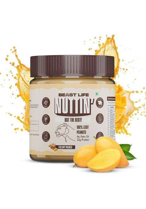 Beastlife Creamy Mango Peanut Butter- Non-Gmo, No Palm Oil, Transfat- 100% Peanuts (350 G)