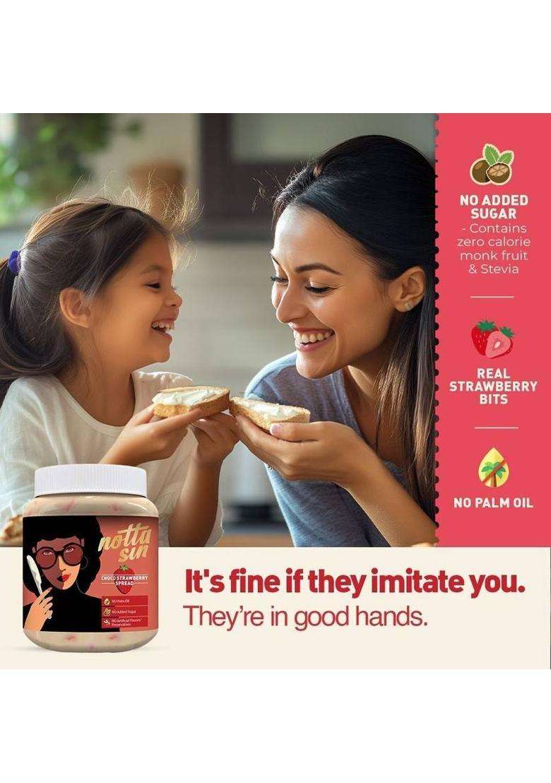 Notta Sin Choco Strawberry Spread|No Added Sugar-Has Monk Fruit/Stevia|No Palm Oil (250 G) - Indya
