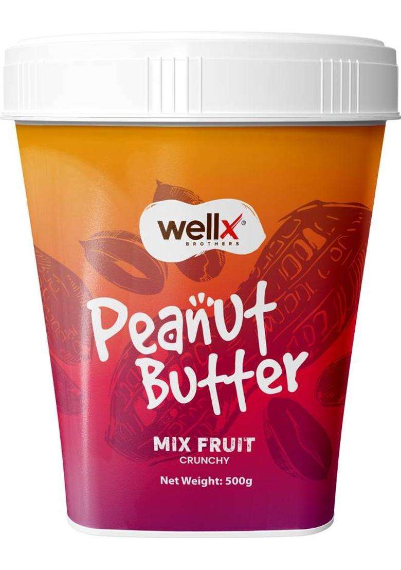 Wellx Brothers Mix Fruit Crunchy Peanut Butter 500 Gm (500 G) - Indya