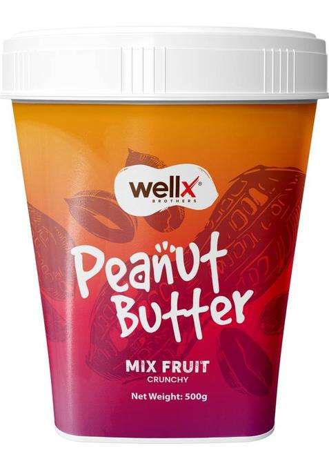 Wellx Brothers Mix Fruit Crunchy Peanut Butter 500 Gm (500 G)