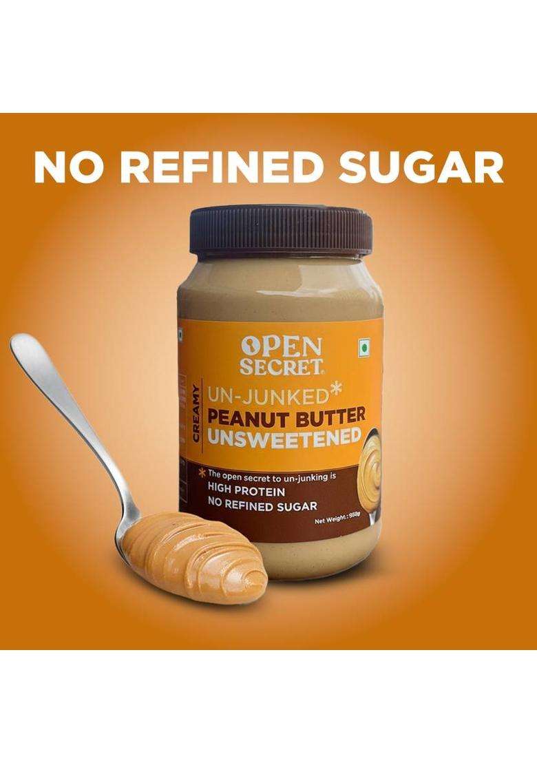 Open Secret Unjunked Unsweetened Peanut Butter- Creamy (950 G) - Indya