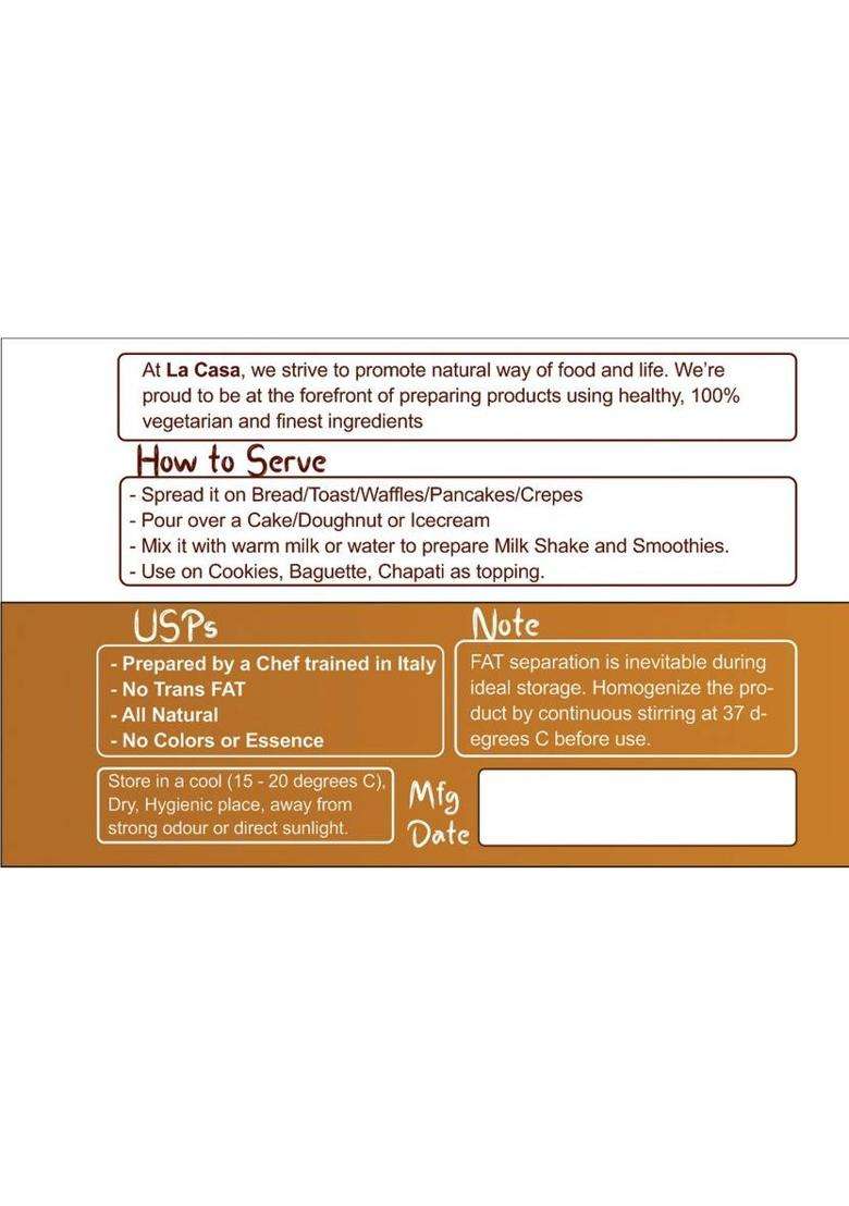 La Casa White Chocolate Spread / Paste (350 G) - Indya