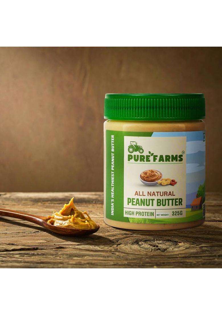 Pure Farms Dark Chocolate Crunchy & All-Natural Single Ingredient | Peanut Butter Duo (650 G, Pack Of 2) - Indya
