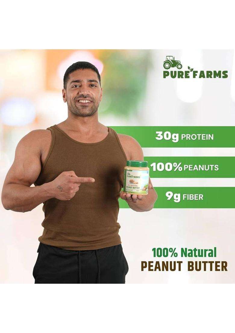Pure Farms Dark Chocolate Crunchy & All-Natural Single Ingredient | Peanut Butter Duo (650 G, Pack Of 2) - Indya