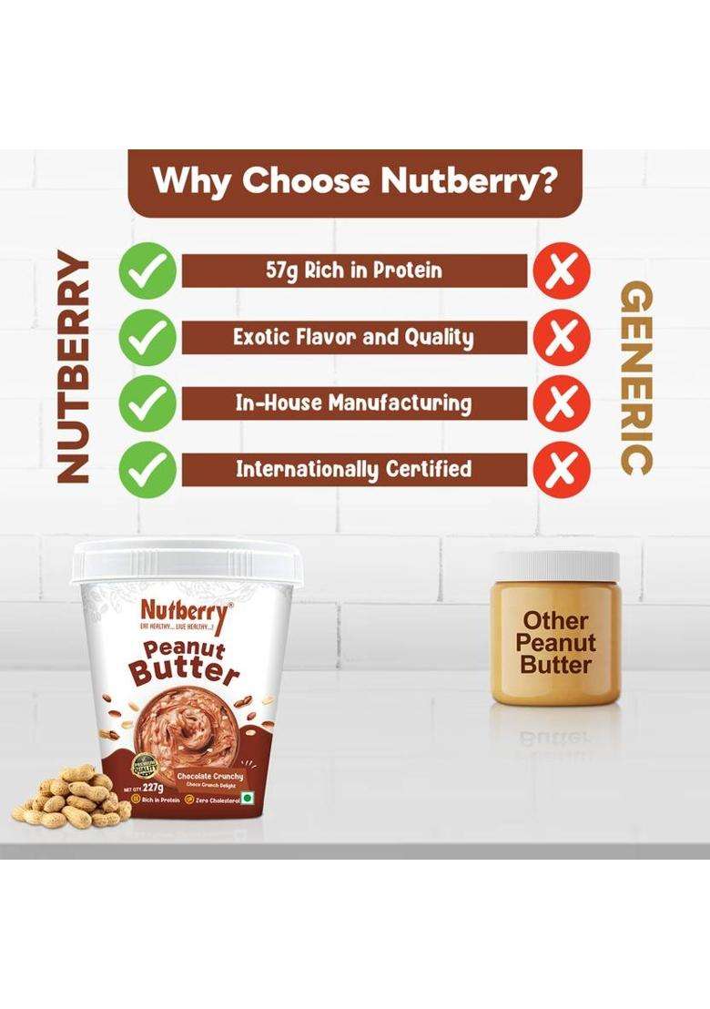 Nutberry Peanut Butter Chocolate Crunchy 227Gm (227 G) - Indya