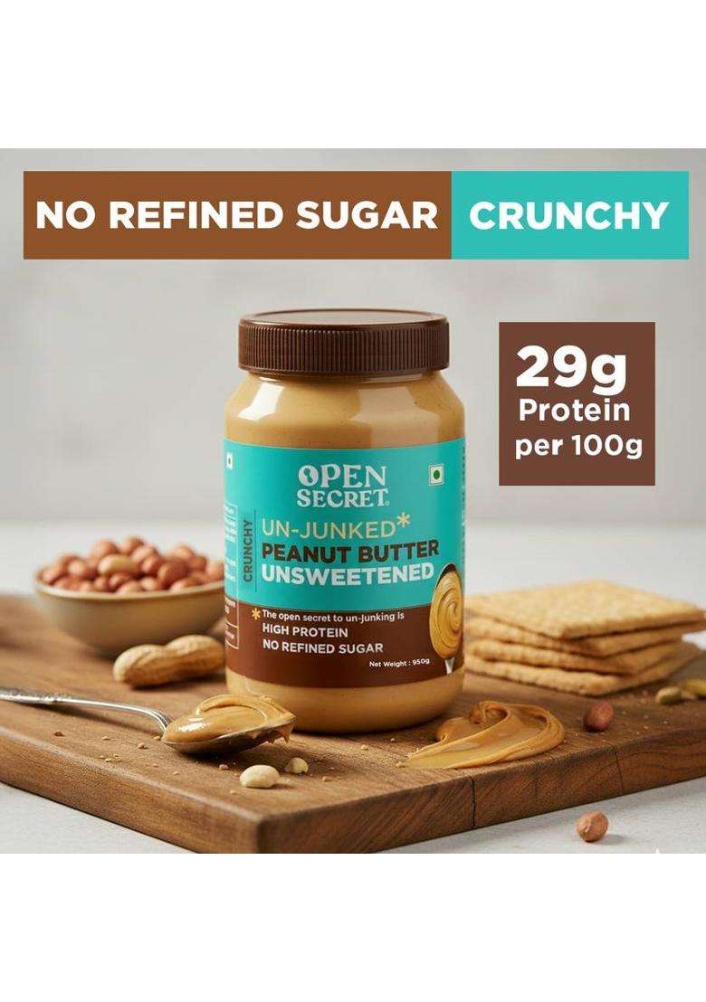 Open Secret Unjunked Unsweetened Peanut Butter- Crunchy (950 G) - Indya