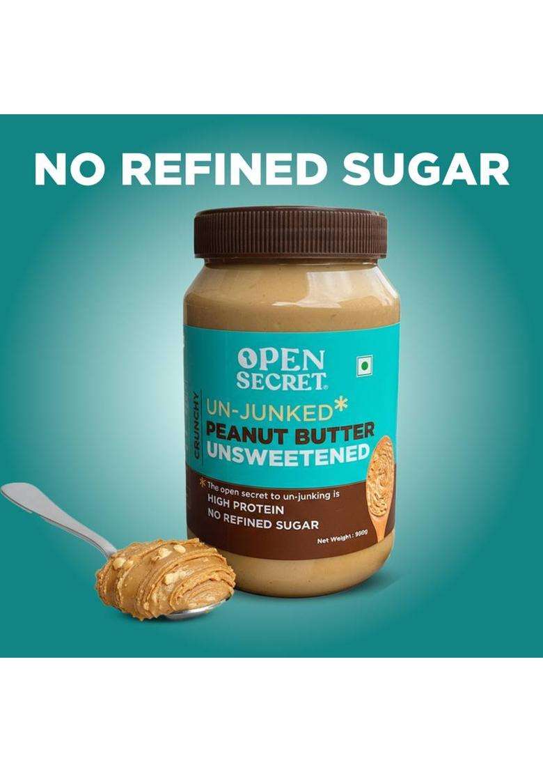 Open Secret Unjunked Unsweetened Peanut Butter- Crunchy (950 G) - Indya