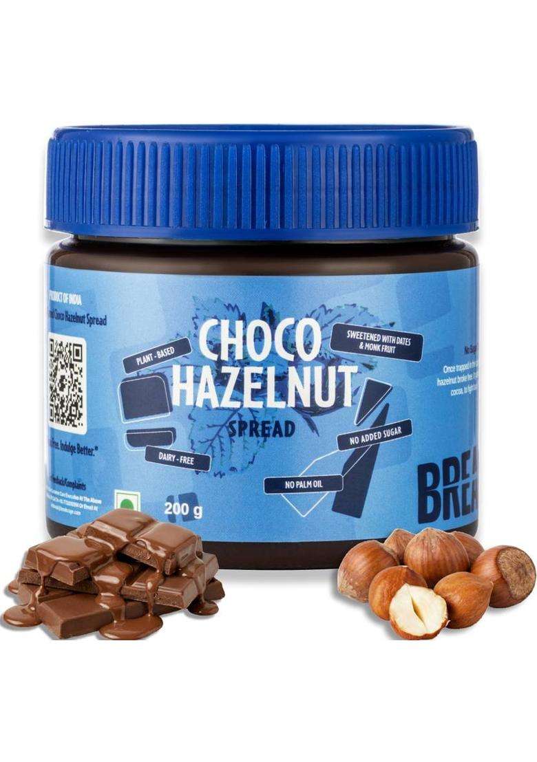 Breakcage Vegan Chocolate Hazelnut Spread | No Added Sugar, Palm Oil Free (200 G) - Indya