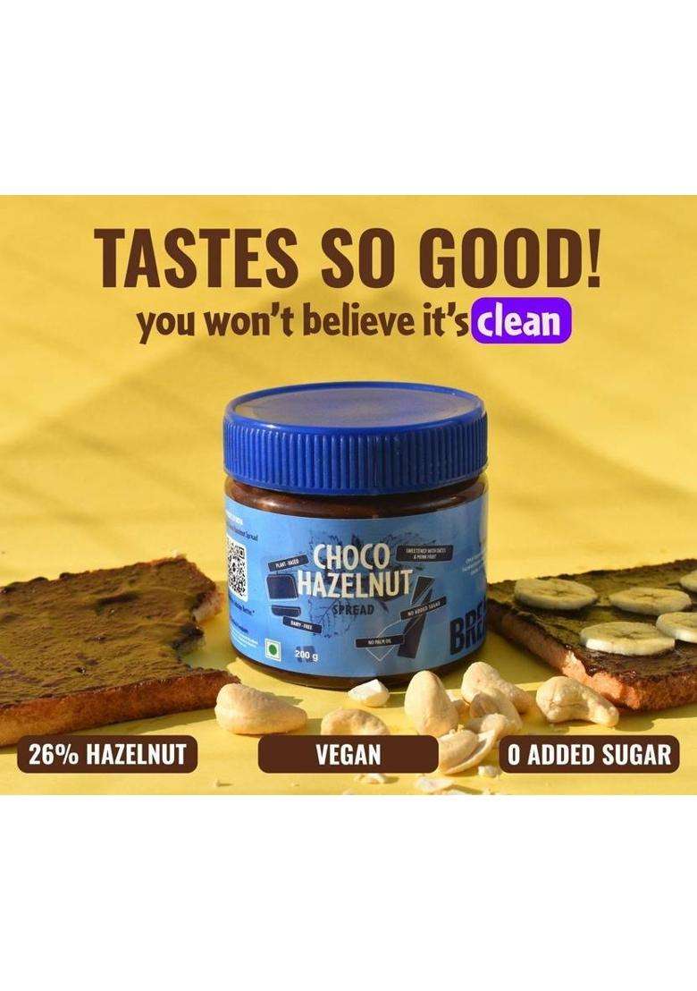 Breakcage Vegan Chocolate Hazelnut Spread | No Added Sugar, Palm Oil Free (200 G) - Indya