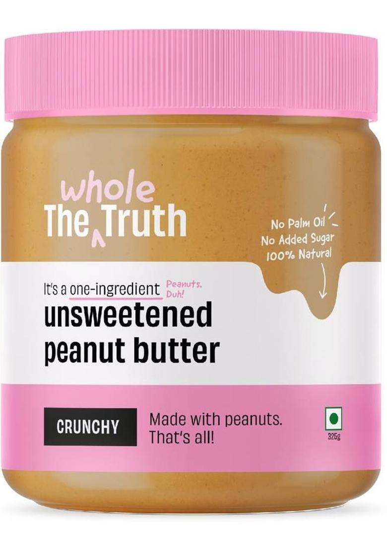The Whole Truth Unsweetened Peanut Butter-Crunchy | No Added Sugar High Protein (325 G) - Indya