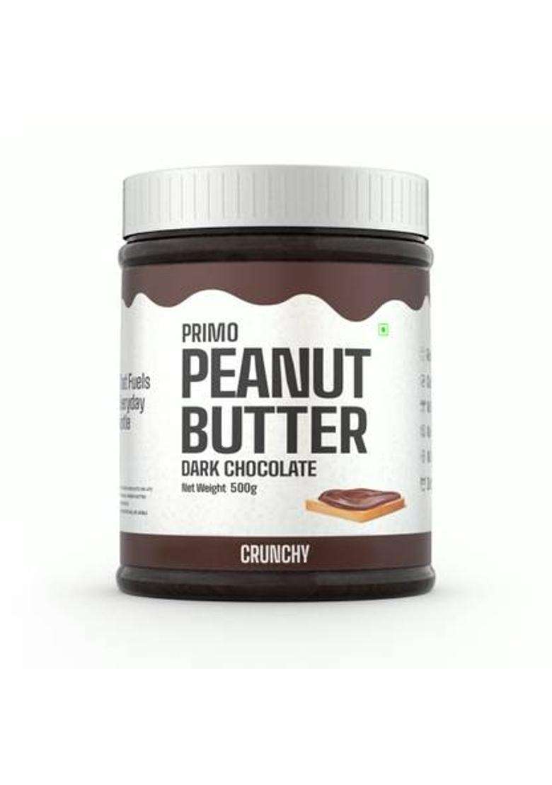 Primo High Protein Dark Chocolate Crunchy Peanut Butter | Pre & Post Workout (500 G) - Indya