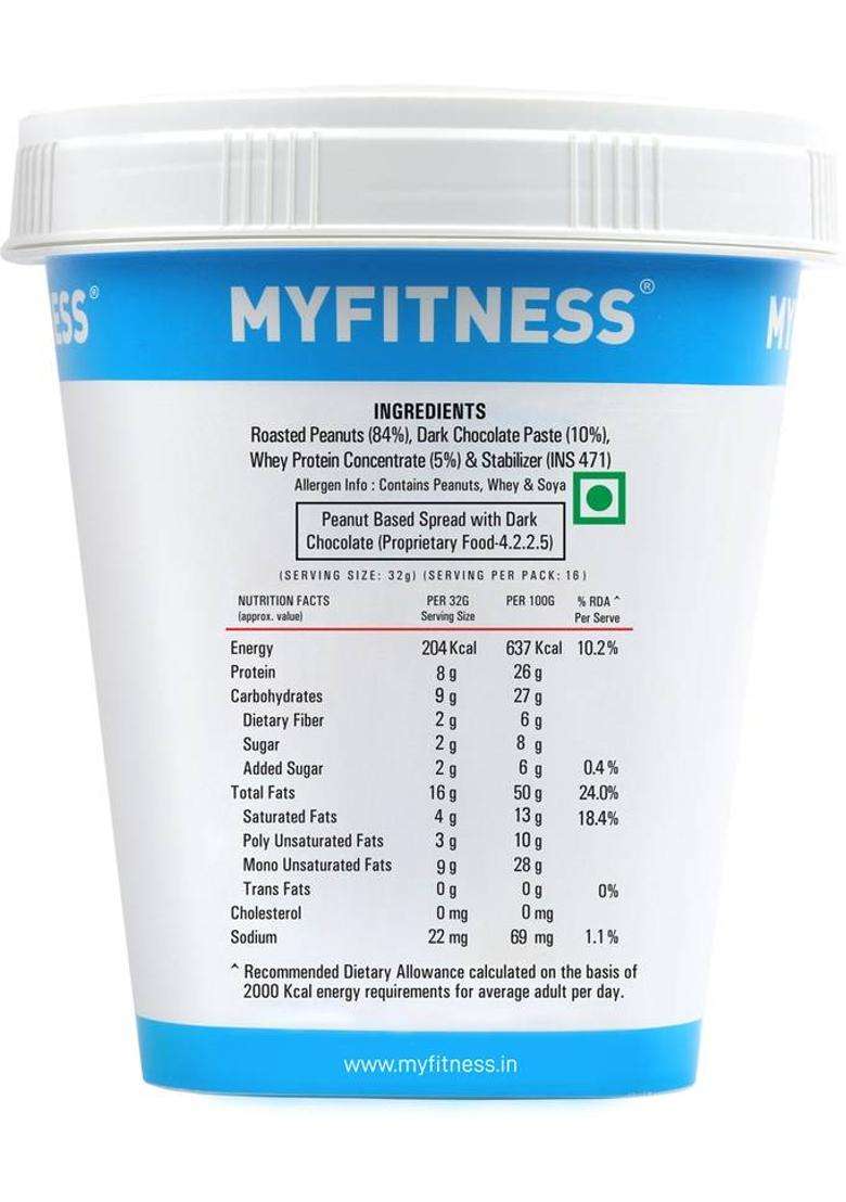 Myfitness High Protein Dark Chocolate Peanut Butter (Smooth) (510 G) - Indya