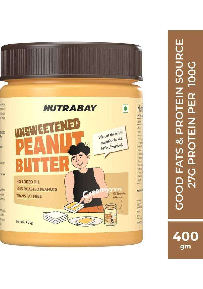 Nutrabay Foods Natural Peanut Butter Unsweetened - Cream (400 G) - Indya