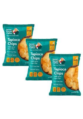 Sweet Karam Coffee Authentic Kerala Tapioca Chips Pack Of 3 (65G Each) | No Palm Oil Or Preservatives Spicy Kerala-Style Kappa Kettle Cooked Cassava Snack Vegan & Crispy Namkeen