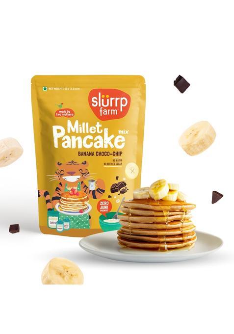 Slurrp Farm No Maida Instant Breakfast Millet Pancake Mix, Banana Choco-Chip And Supergrains, Natural Healthy Food, 150G