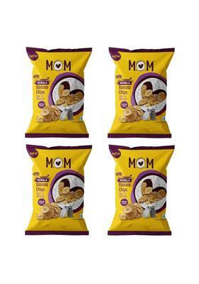 Mom - Meal Of Moment Moment, Salt N Pepper Banana Chips (Pack 4), 75G Each / 80G Each, Cholesterol Free | Super Thin & Crispy No Artifical Flavours Zero Trans Fat