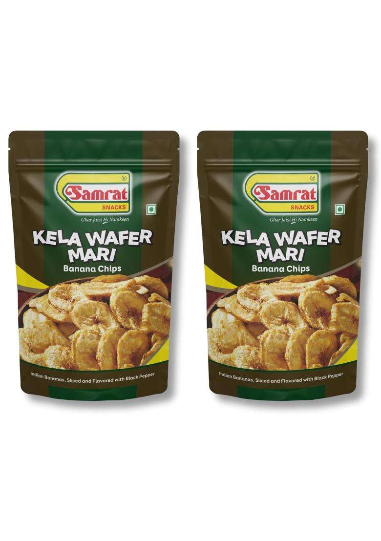 Samrat | Kela Wafer Mari Banana Chips Wafers - Crispy Spicy Indian Snacks Healthy And Crunchy Fried Flavored A Flavorful Snack For Every Craving Pack Of 2 X 400G - Indya