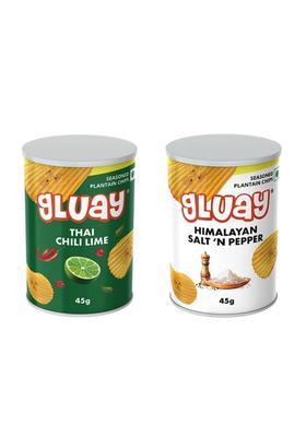 Gluay Crunchy Banana Chips Pack Of 2 | 1 Thai Chili Lime Himalayan Salt 