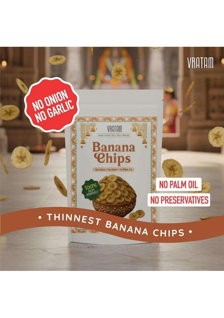 Vratam Family Vrat Combo - Pack Of 6 | Mixed Bag Falahari Mixture (Large), Banana Chips & Potato Wafers No Palm Oil, Groundnut Oil 100% Sattvic Fasting Friendly Snacks - Indya