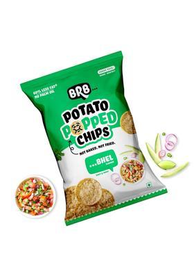 Brb Popped Potato Chips | Bhel Flavour Not Fried, Baked 60% Less Oil, Lower Calorie, No Palm Healthy Snack 48G/51G Pack (Weight May Vary)