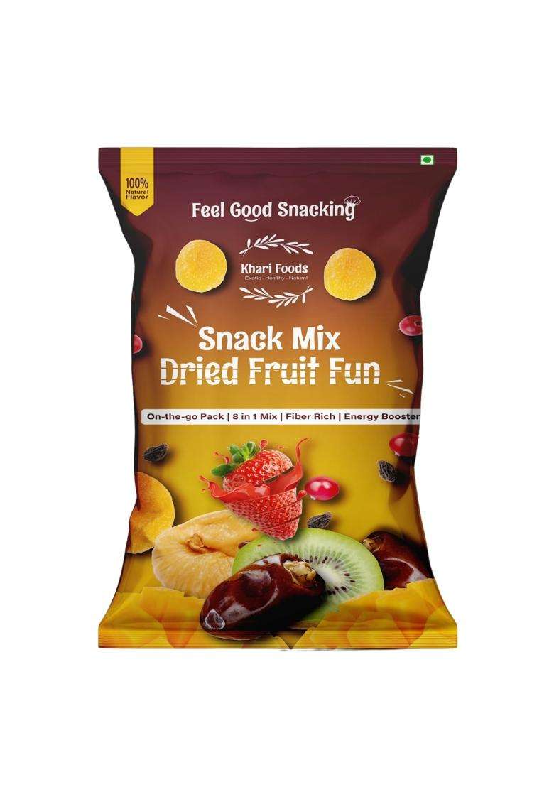 Khari Foods Dried Fruit Fun Snack Mix 40G, 8 In 1 Trail Of Dates, Apricots, Kiwi, Mango & More, Fibre Antioxidants Rich, No Additives - Indya