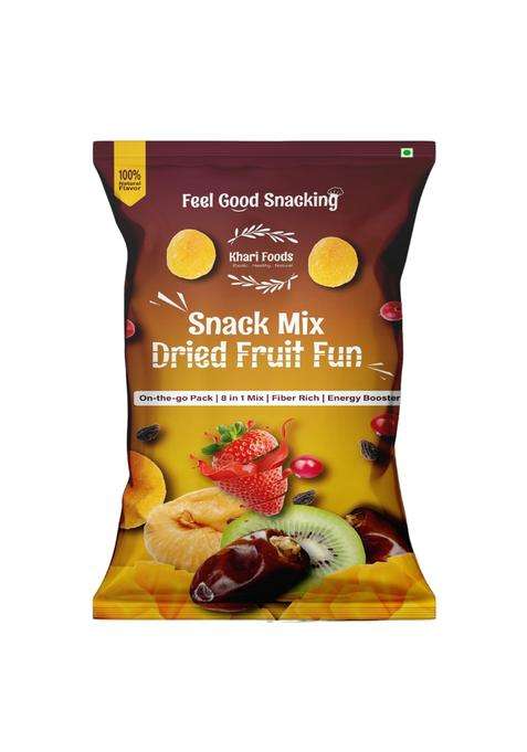 Khari Foods Dried Fruit Fun Snack Mix 40G, 8 In 1 Trail Of Dates, Apricots, Kiwi, Mango & More, Fibre Antioxidants Rich, No Additives