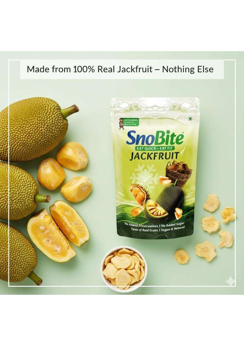 Snobite Freeze-Dried Jackfruit Pouch | 100% Natural No Added Sugar, Zero Preservatives Healthy, Tasty, Gluten Free Snack For Adults And Kids 50G - Indya