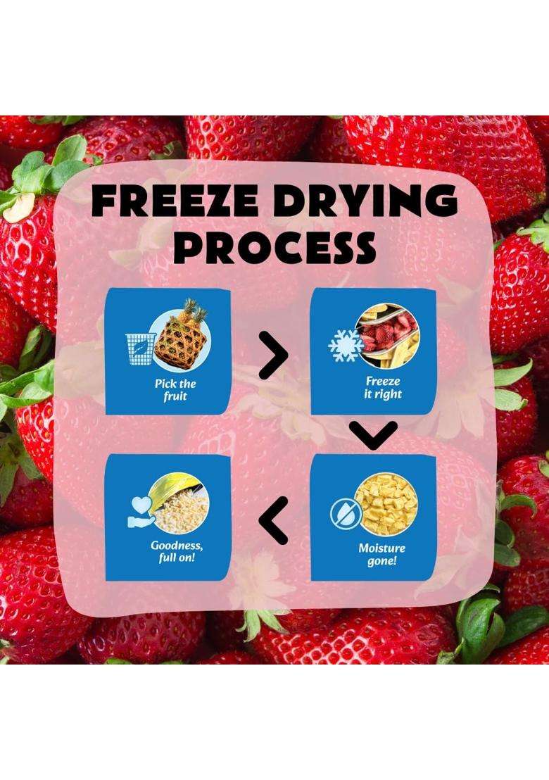 Snobite Freeze-Dried Strawberry Pouch | 100% Natural No Added Sugar, Zero Preservatives Healthy, Tasty, Gluten Free Snack For Adults And Kids 25G - Indya