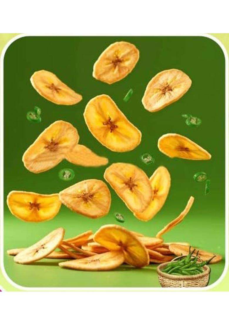 Okavango " The Kashtila Shaakal Red And Green Chilli Banana Chips, Traditional Indian Snack, Spicy Crunchy, Preservative-Free 300 Gms X Pack Of 2 - Indya