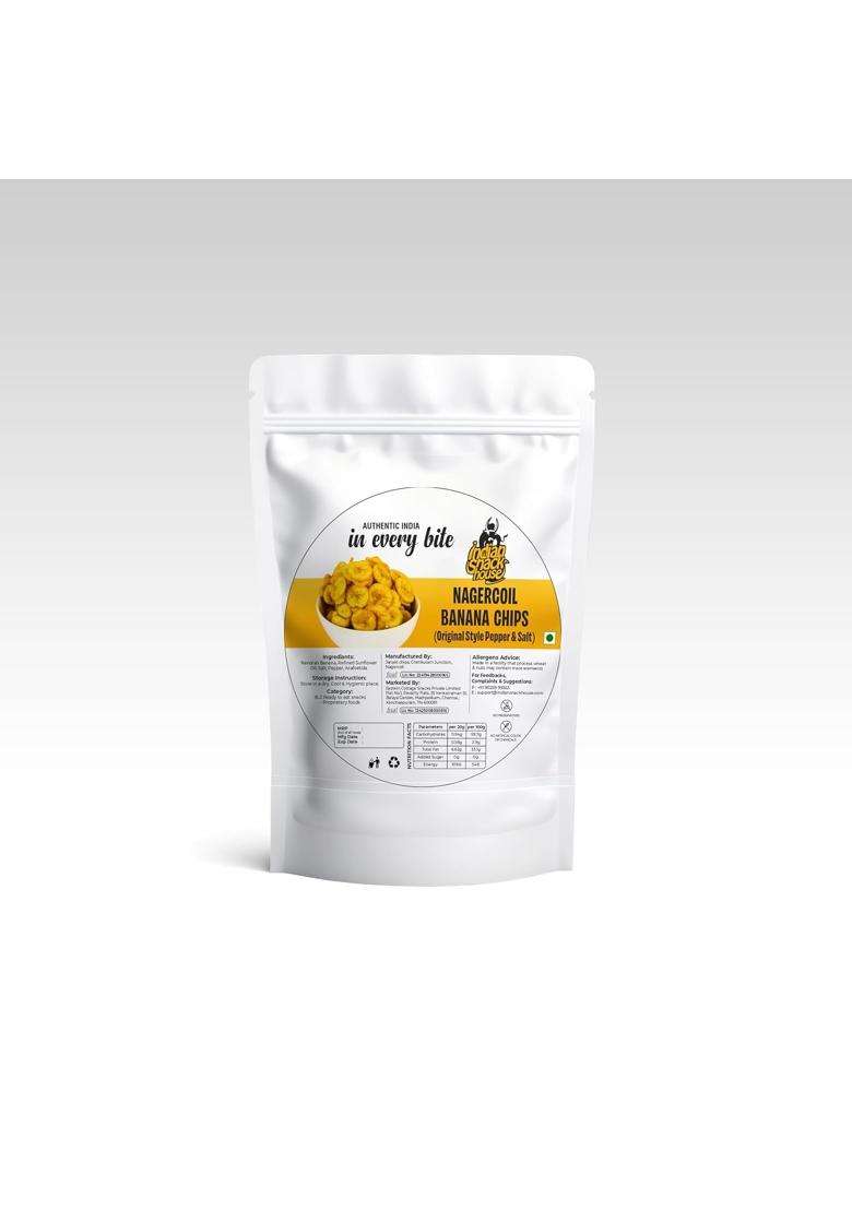 Indiansnackhouse Nagercoil Nendran Chips 125G (Original Style Pepper & Salt) (Pack Of 2) - Indya
