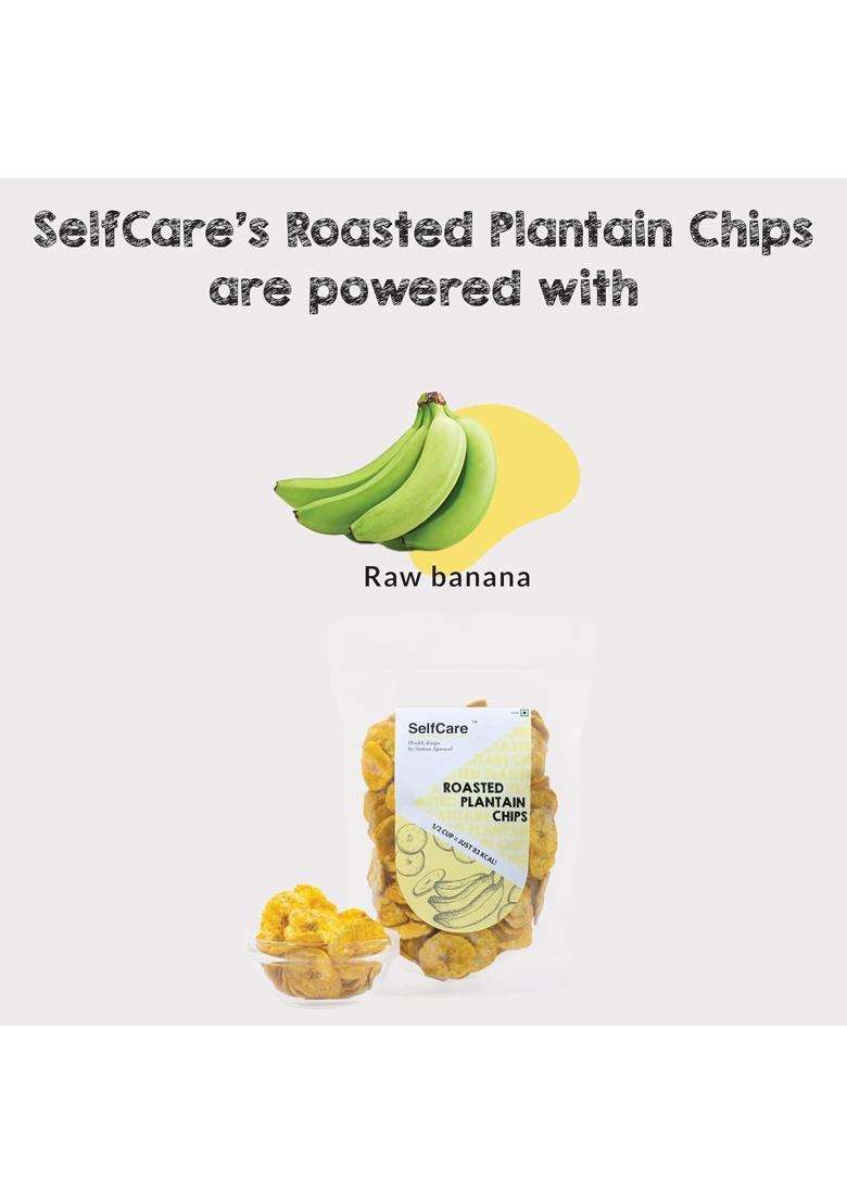 Selfcare By Suman Agarwal Roasted Plantain Chips Pack Of 1 125 Grams | Healthy - Gluten Free Savoury Snacks Namkeen Grocery Mid Day Workout Tea Time Snacking Jain & Travel Friendly - Indya