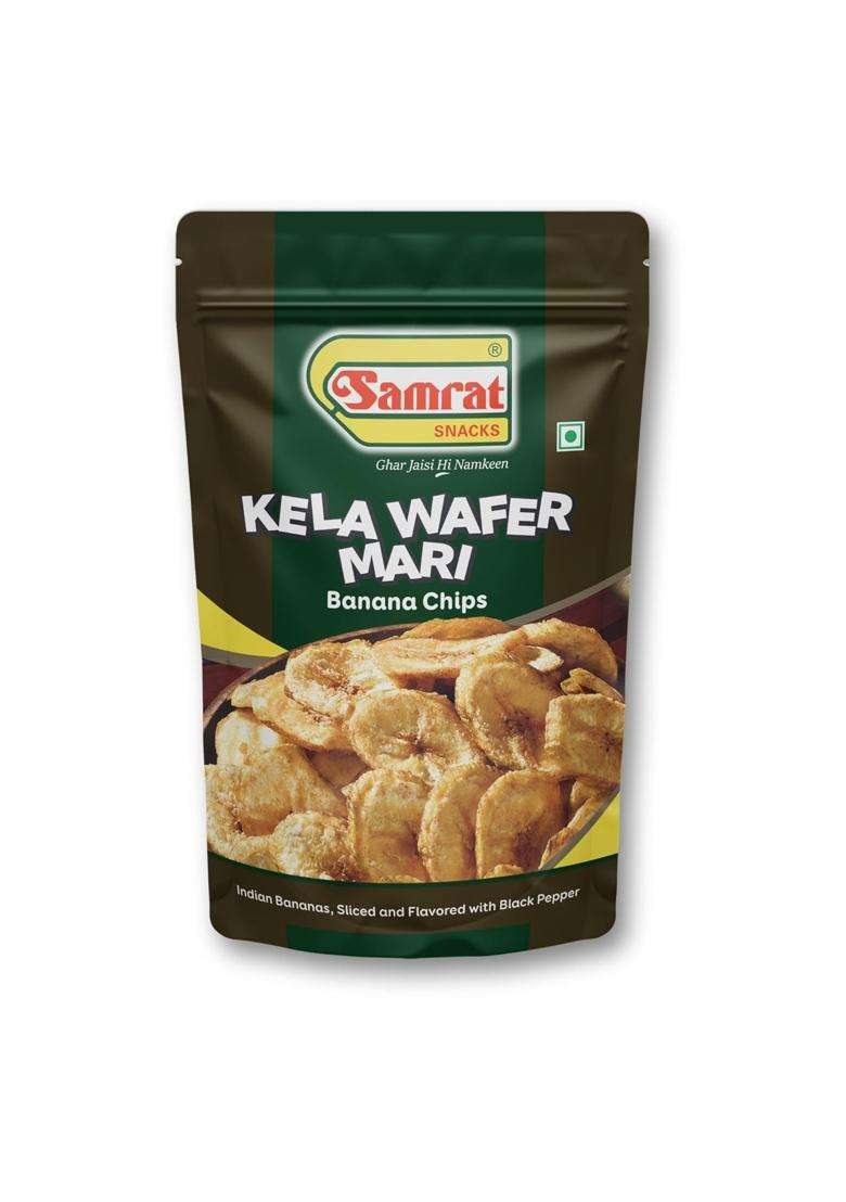 Samrat Kela Wafer Mari Crispy Black Pepper Flavored Banana Chips | Ready-To-Eat Indian Snack Ideal For Tea Time, Parties & Festivals (Pack Of 1 (300G)) - Indya